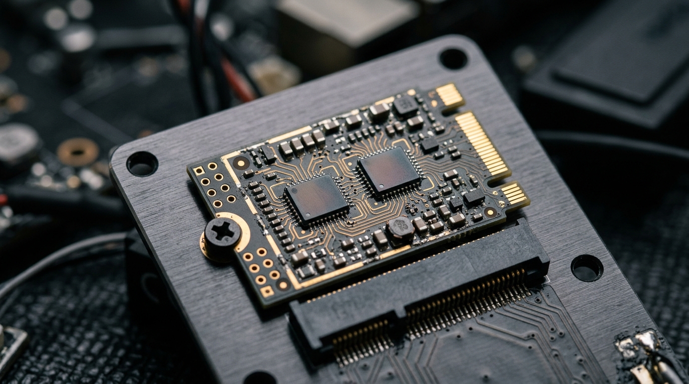 Google Coral Dual Edge TPU M.2 module on carrier card for Frigate NVR hardware acceleration