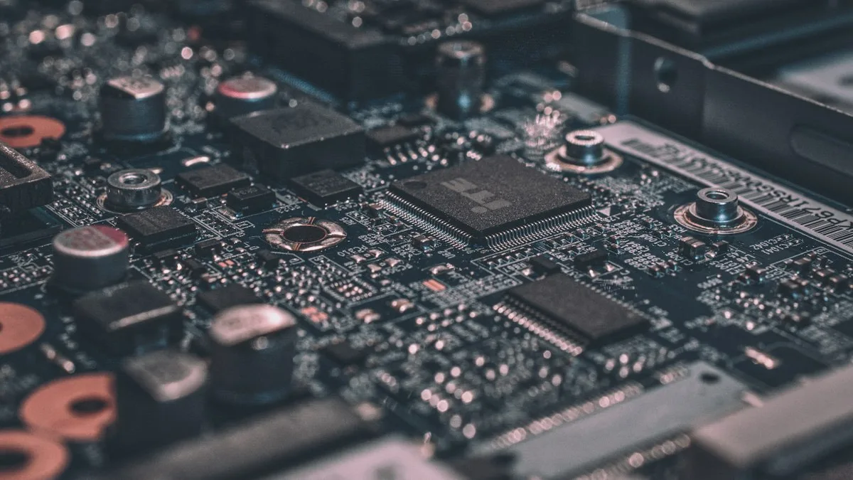 Computer Motherboard PCB with PCIe Expansion Slots and M.2 Accelerator Interface